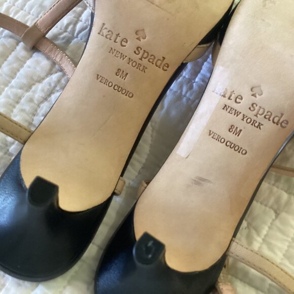 Kate Spade New York Leather Colorblock Pattern T-Strap Pumps Slingback Size 8M - Picture 11 of 11